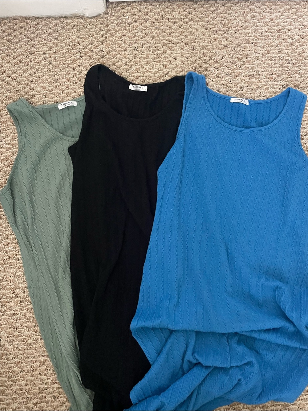 Sleeveless Ribbed Maternity Dresses - Black, Blue, Sage